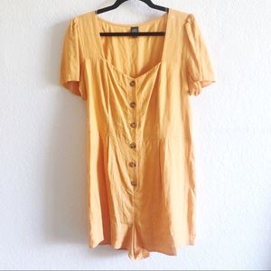 Wild Fable Orange Romper w/ Natural Wood Buttons L